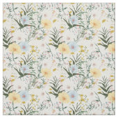 Leuk botanisch ivoor en blauw l wit stof (Swatch)