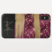 Leuk Bourgogne Goud Glitter Script Monogrammed Case-Mate iPhone Case (Achterkant (horizontaal))