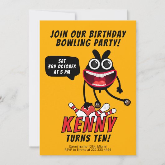 Leuk Bowling Bash verjaardagsfeestje Kaart (Voorkant)