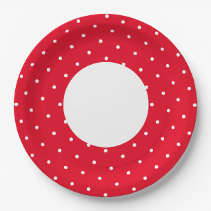 Leuk Breed Helder Rood Wit Sierlijke Stippen Rand  Papieren Bordje