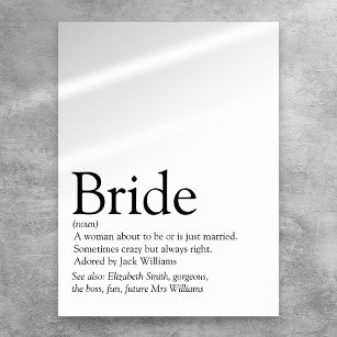 Leuk Bride Definitie Vrijgezellenfeest Teken Poster