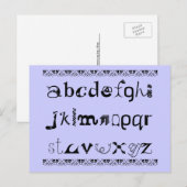 Leuk Briefkaart van het alfabet in het Engels (Voorkant / Achterkant)