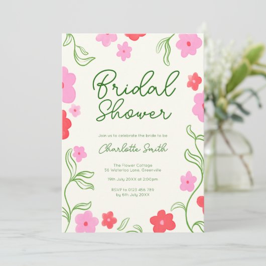 Leuk & Bright Floral Garden Vrijgezellenfeest Kaart (Staand voorkant)