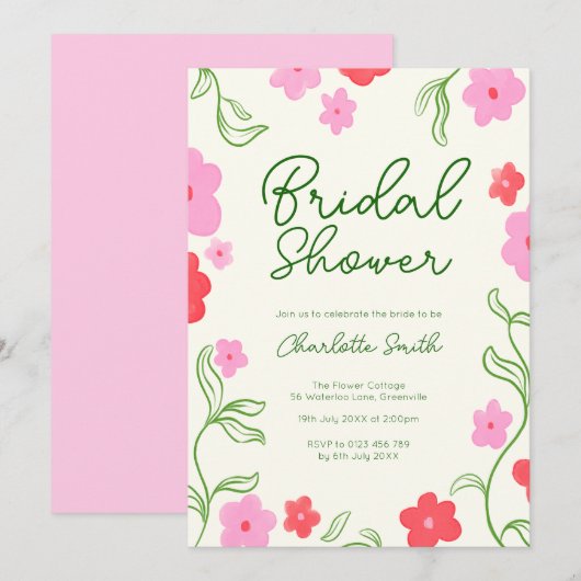 Leuk & Bright Floral Garden Vrijgezellenfeest Kaart (Voorkant / Achterkant)