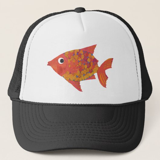 Leuk Bright Oranje vis Zwart-wit Trucker Pet (Voorkant)