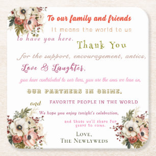 Leuk bruiloft welkom kartonnen onderzetters