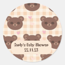 Leuk Bruin Beer Geel Plaid Classic Ronde Sticker