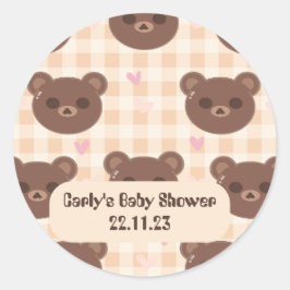 Leuk Bruin Beer Geel Plaid Classic Ronde Sticker