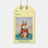 Leuk bruin konijntje met  bloemetjes cadeaulabel (Voorkant)