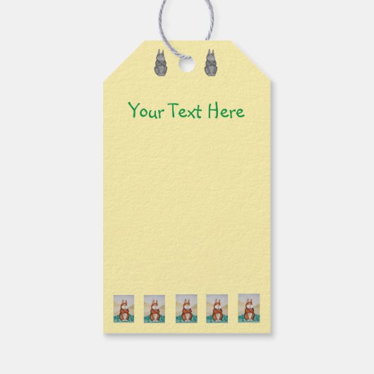 Leuk bruin konijntje met  bloemetjes cadeaulabel (Achterkant)