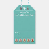 Leuk bruin konijntje met  bloemetjes cadeaulabel (Achterkant)