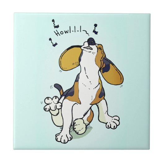 Leuk Bruin Puppy Howl Tegeltje (Voorkant)