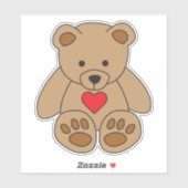 Leuk Bruin Teddy Bear Rood Hart Liefde Valentijnsd Sticker (Vel)