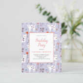 Leuk budget verjaardag kat patroon uitnodiging (Staand voorkant)