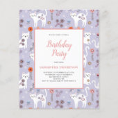 Leuk budget verjaardag kat patroon uitnodiging (Voorkant)