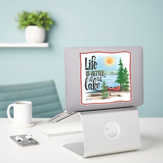 Leuk Buiten Beter bij het Meer Inspirivity Sticker (Laptop op bureau)
