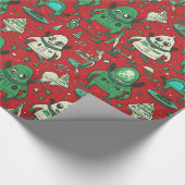 Leuk buitenaards kerstvakantie inpakpapier (Hoek)