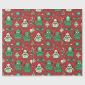 Leuk buitenaards kerstvakantie inpakpapier (Vlak)