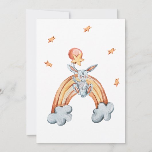 Leuk Bunny Blue Baby shower Dank je kaart (Achterkant)