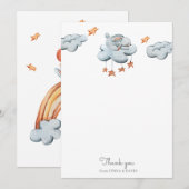 Leuk Bunny Blue Baby shower Dank je kaart (Voorkant / Achterkant)