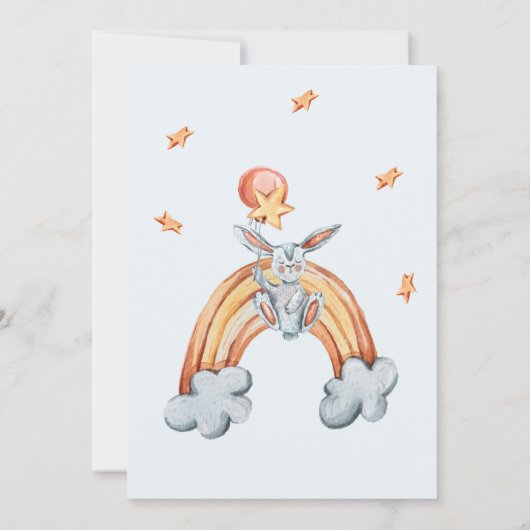 Leuk Bunny Blue Baby shower Dank je kaart (Achterkant)