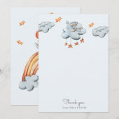 Leuk Bunny Blue Baby shower Dank je kaart (Voorkant / Achterkant)