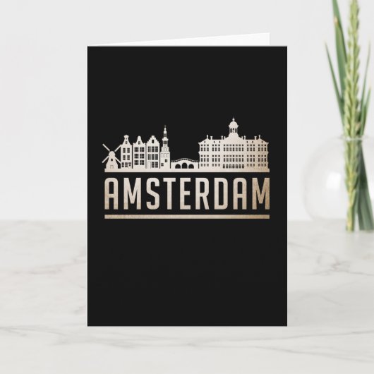 Leuk Cadeau: Amsterdam Stadslandschap Silhouet Kaart (Voorkant)