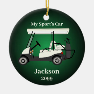 Leuk cadeau voor hem golfer golfkar keramisch ornament