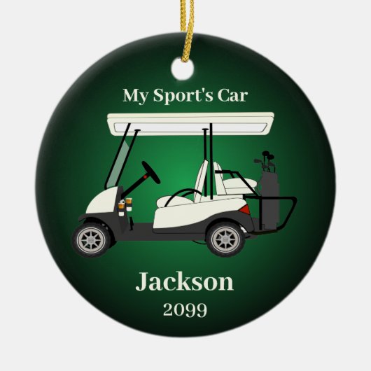 Leuk cadeau voor hem golfer golfkar keramisch ornament (Voorkant)