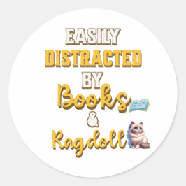 Leuk cadeau voor mensen die van boeken en katten h ronde sticker