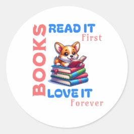 Leuk cadeau voor mensen die van boeken en lezen ho ronde sticker