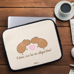 Leuk Capybara paar gepersonaliseerd Laptop Sleeve<br><div class="desc">Speciaal ontwerp van Capybara Couple Laptop Slapes voor de liefhebbers van het capybara met grappige tekst: een kus kan een algoritme zijn!</div>