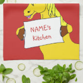 Leuk Cartoon Paard met Bericht Theedoek (Gevouwen)