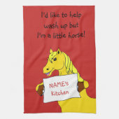 Leuk Cartoon Paard met Bericht Theedoek (Verticaal)