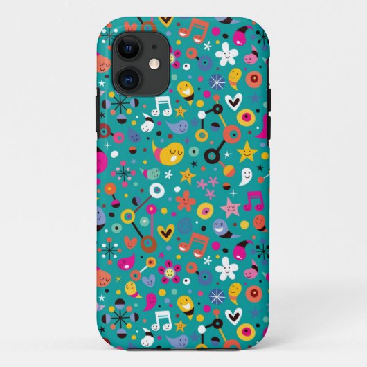 leuk cartoon patroon blauwgroen Case-Mate iPhone case (Achterkant)