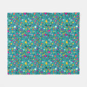 leuk cartoon patroon blauwgroen fleece deken (Voorkant (Horizontaal))