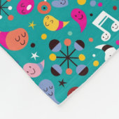 leuk cartoon patroon blauwgroen fleece deken (Hoek)