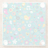 leuk cartoon patroon blauwgroen glazen onderzetter (Achterkant)