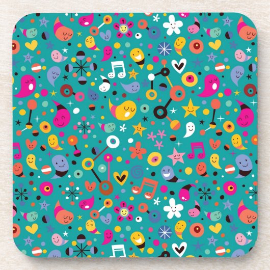 leuk cartoon patroon blauwgroen onderzetter (Voorkant)