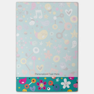 leuk cartoon patroon blauwgroen post-it® notes