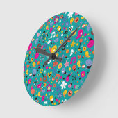 leuk cartoon patroon blauwgroen ronde klok (Hoek)
