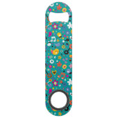 leuk cartoon patroon blauwgroen speed flessenopener (Achterkant)