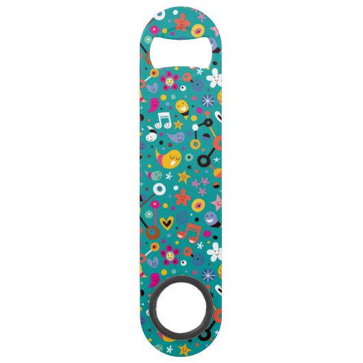 leuk cartoon patroon blauwgroen speed flessenopener (Voorkant)