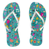 leuk cartoon patroon blauwgroen teenslippers (Voetbed)