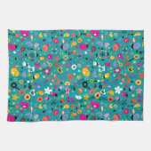 leuk cartoon patroon blauwgroen theedoek (Horizontaal)