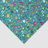 leuk cartoon patroon blauwgroen tissuepapier (Detail)