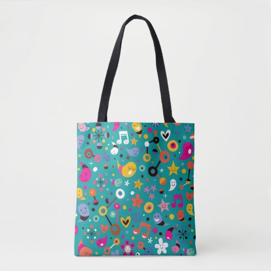leuk cartoon patroon blauwgroen tote bag (Voorkant)