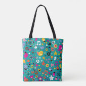 leuk cartoon patroon blauwgroen tote bag (Achterkant)
