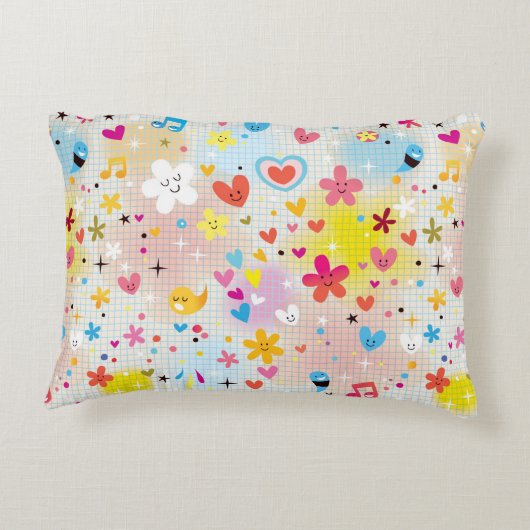 leuk cartoon-patroon decoratief kussen (Achterkant)