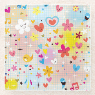 leuk cartoon-patroon glazen onderzetter